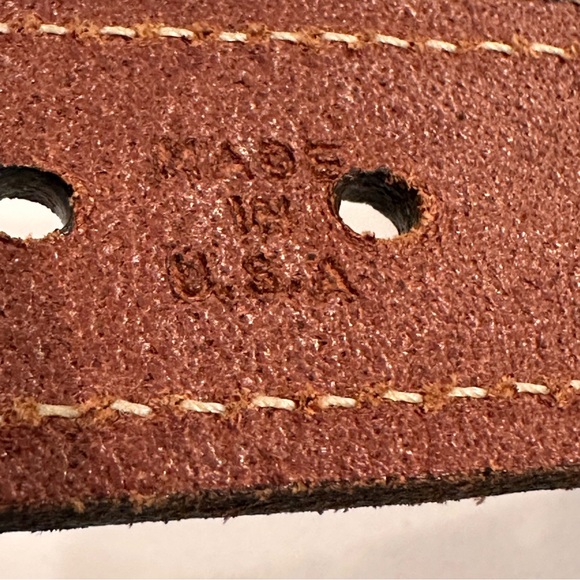 Tommy Hilfiger Mens Leather Canvas 2-Tone Belt Size 40 Blue Green USA Vintage - Picture 6 of 11